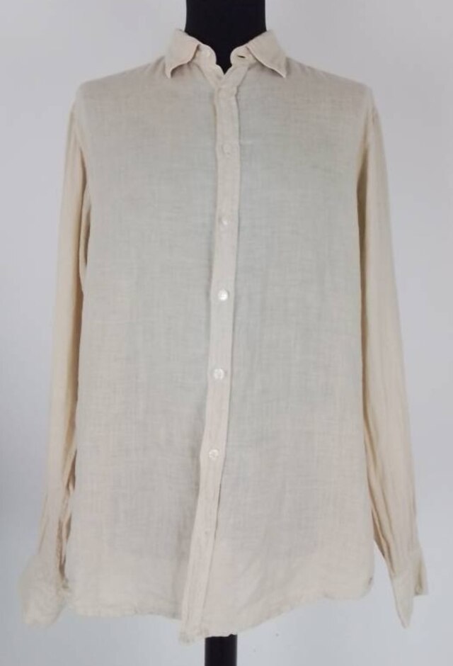 Zegna Long-sleeved Linen Shirt Beige Size: L