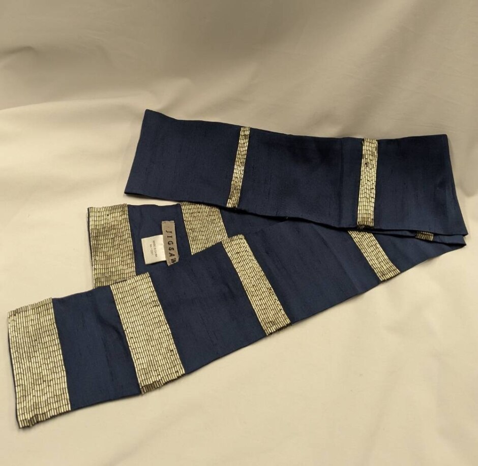 Jigsaw Silver Beaded Silk Scarf