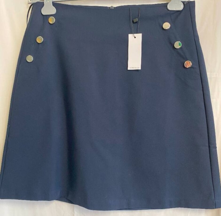 Karen Millen Essential Techno Woven Skirt Navy Size: 12