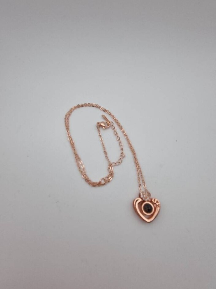 925 Sterling Silver Rose Gold Tone Necklace 41-47cm Heart Shape Pendant