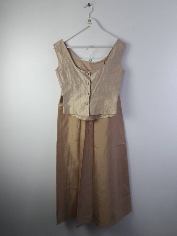 Unbranded Dupion Waistcoat & Skirt Gold Size: S