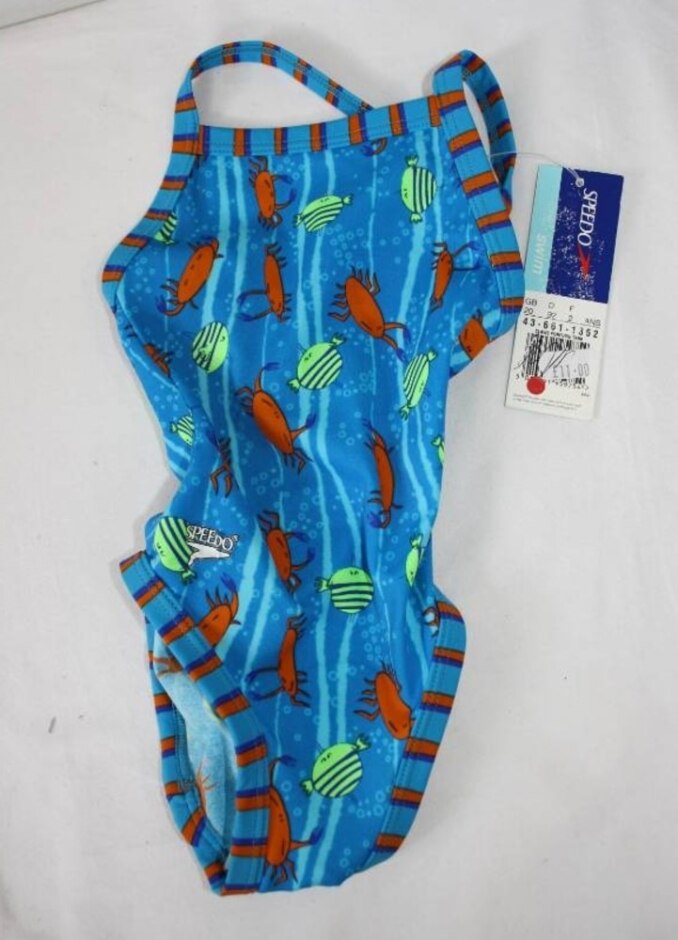 Speedo Bnwt Claws Porpoise Swimsuit Blue Size: 2 - 3 Years