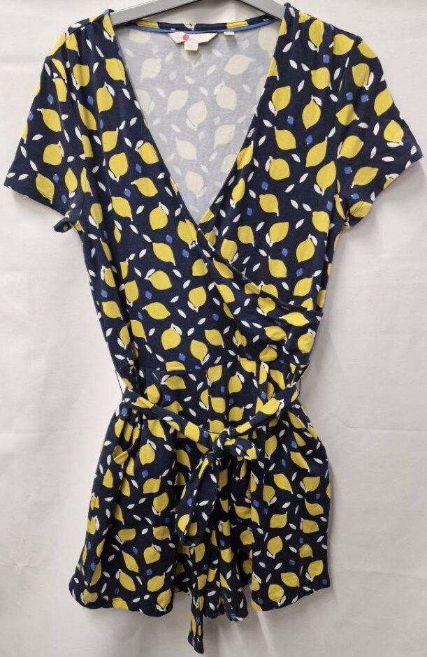 Boden Lemon Print Playsuit Blue & Yellow Size: 10