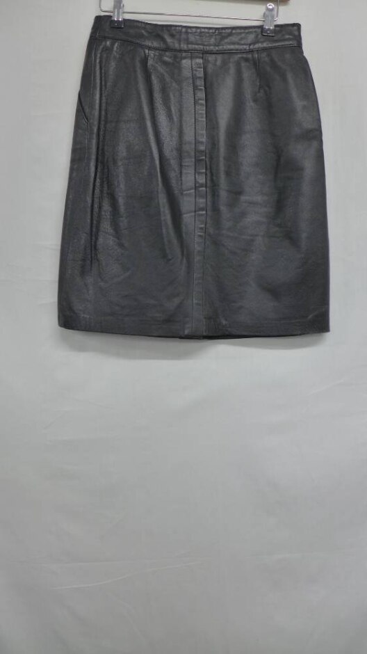 Unbranded Pocketed Faux Leather Skirt Jet Black Size: 14