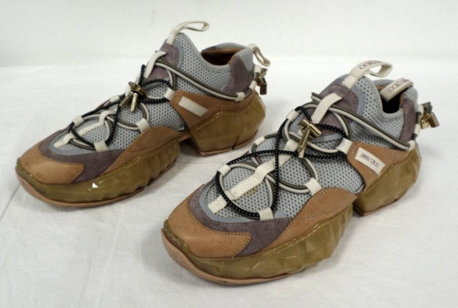Jimmy Choo Diamond Trail Porcelain Ballet Pink Sneaker Shoes Size : 5.5