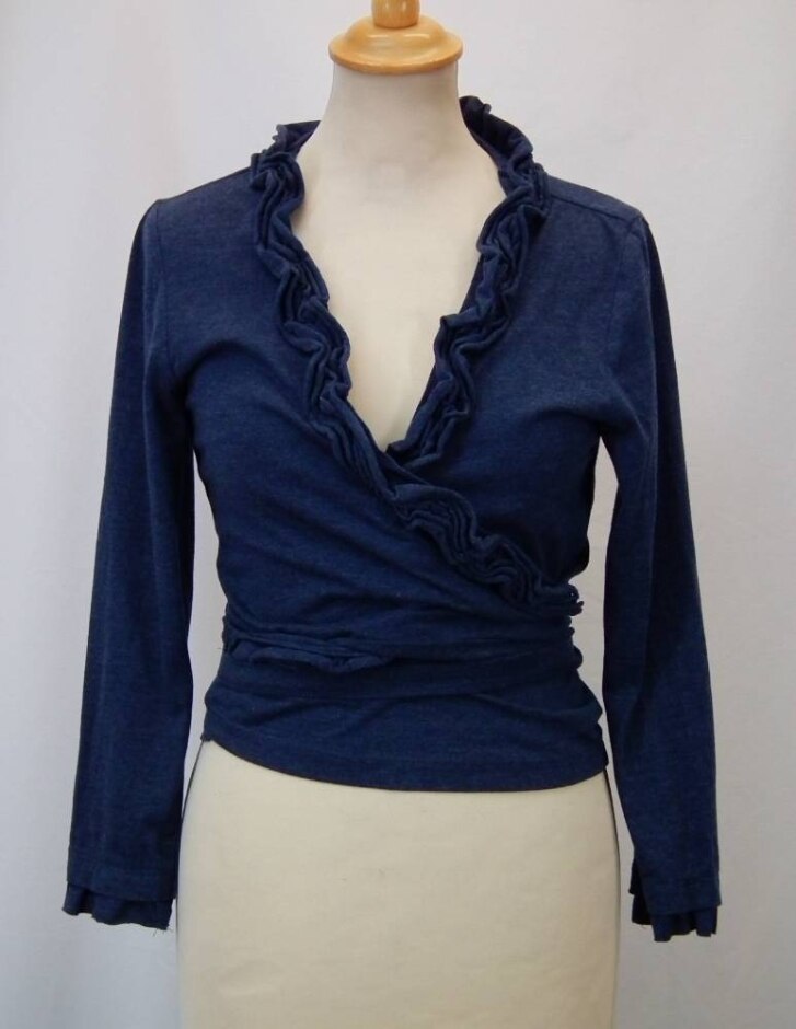 Bohemia Wrap-over Cardigan Blue Marl Size: 8