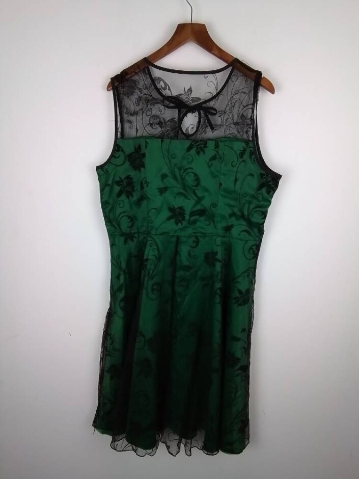 Lindy Bop Swing Dress Frankie Jean Green & Black Size: 18