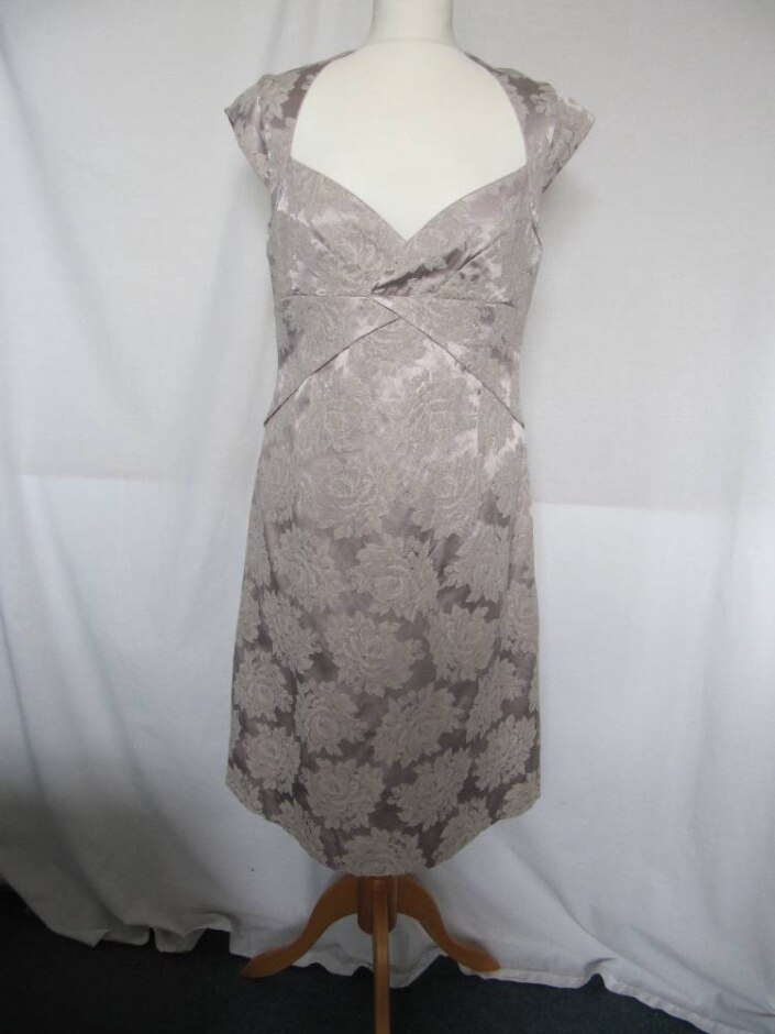 Karen Millen Floral Embossed Dress Silver Size: 16