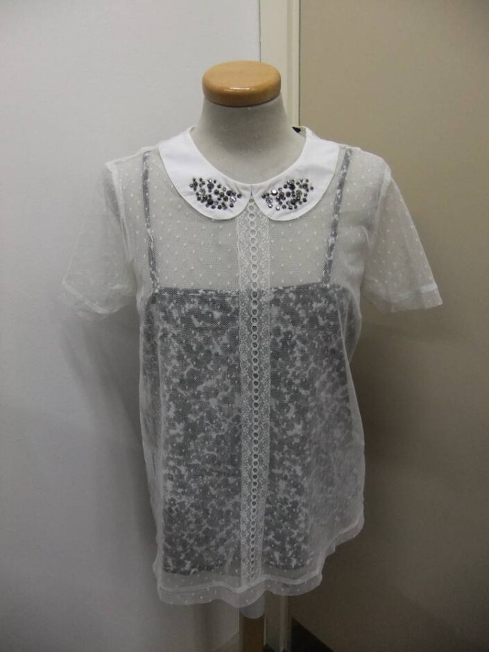 Next Lace Top With Inner Vest  White Lace Size: 14