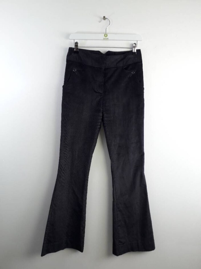Reiss Women's Corduroy Flared Trousers Black Size: 8