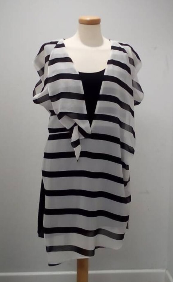 Mint Velvet Layered Top Black & White Size: 14