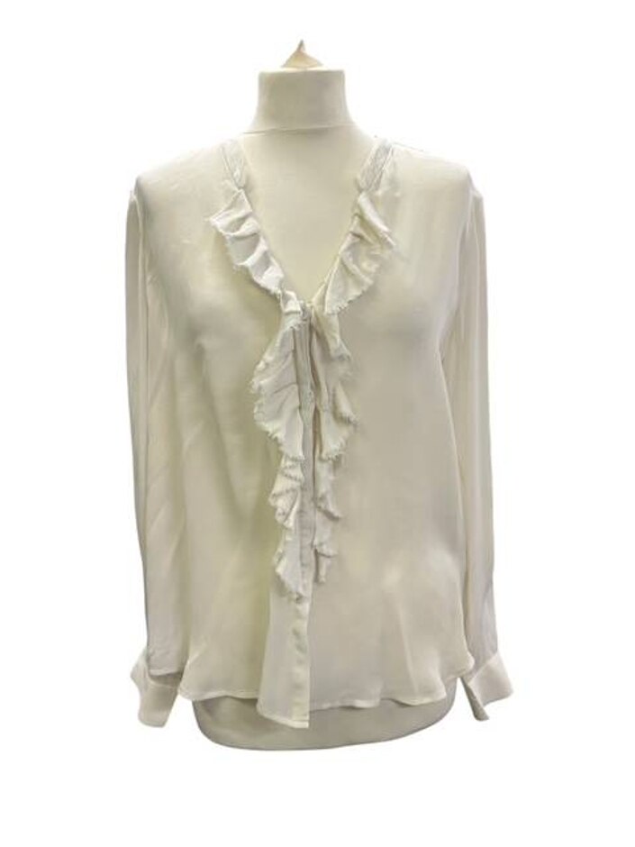 L'agence Long-sleeved Silk Blouse Ivory Size: M
