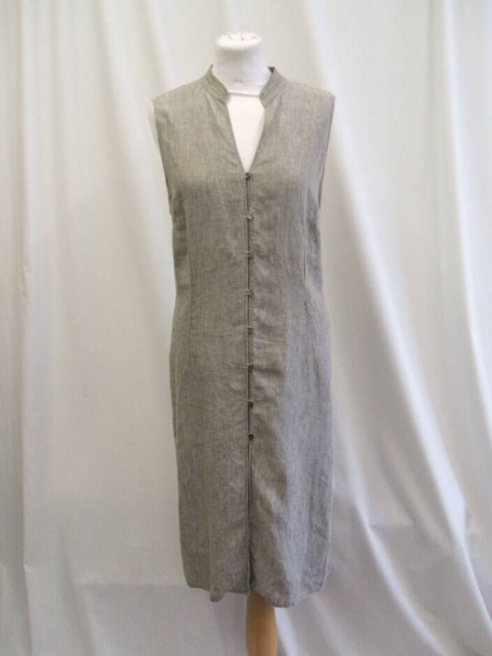 East Midi Sleeveless Linen Dress Faun Brown Size: 16