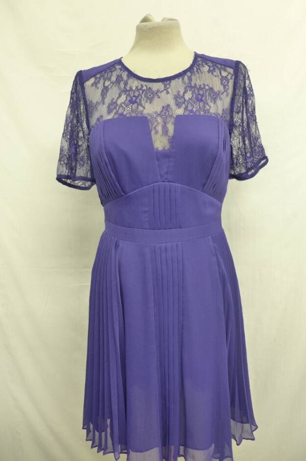 Whistles  Floral Lacework Mini Dress Royal Purple Size: 10