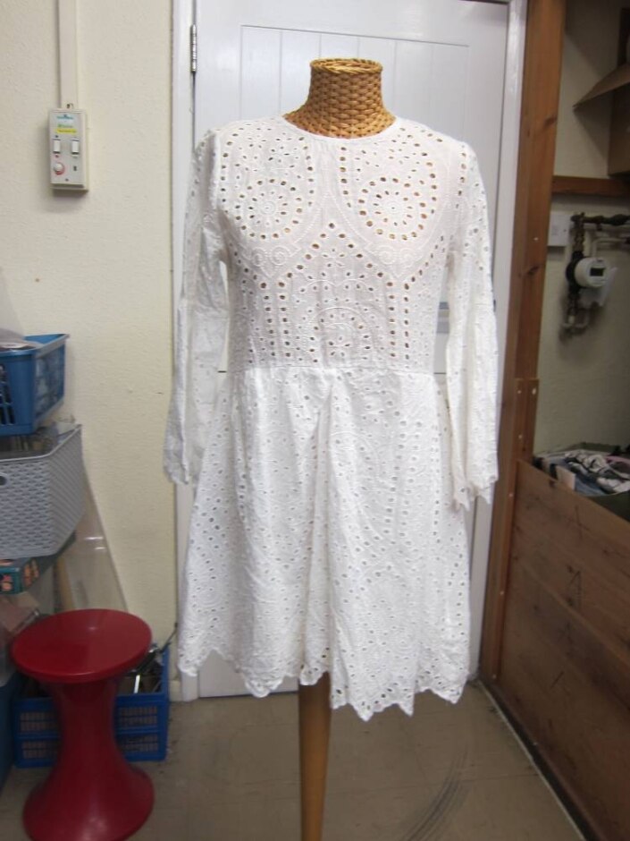 Flammode Broidery Cotton Dress White Size: 12