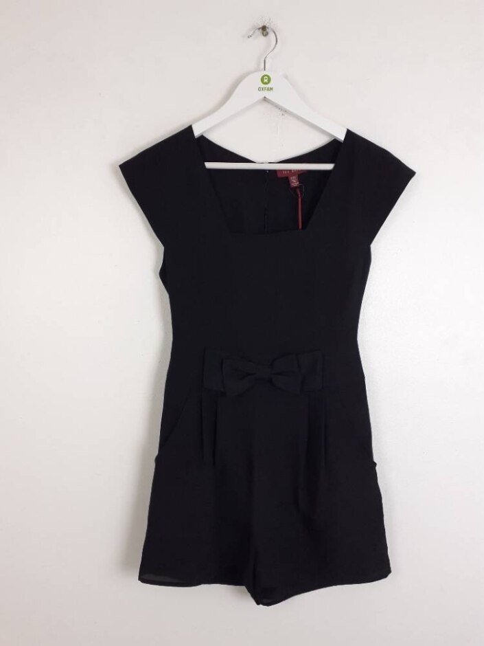 Ted Baker Women's Bow Front Cap Sleeve Short Playsuit Black Size: 8