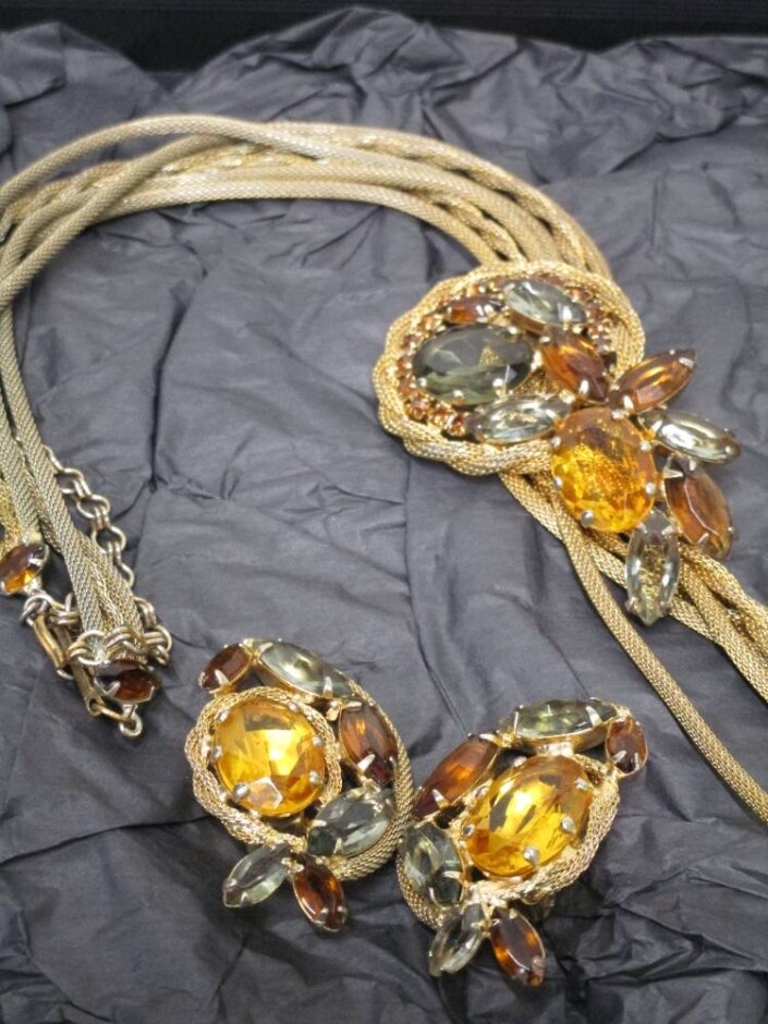 Vintage Hobé Necklace And Clip On Earrings Set