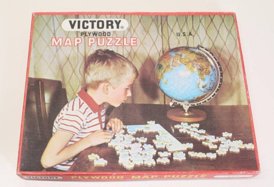 Vintage Victory Plywood U.s.a. Map Jigsaw Puzzle 100 Pieces