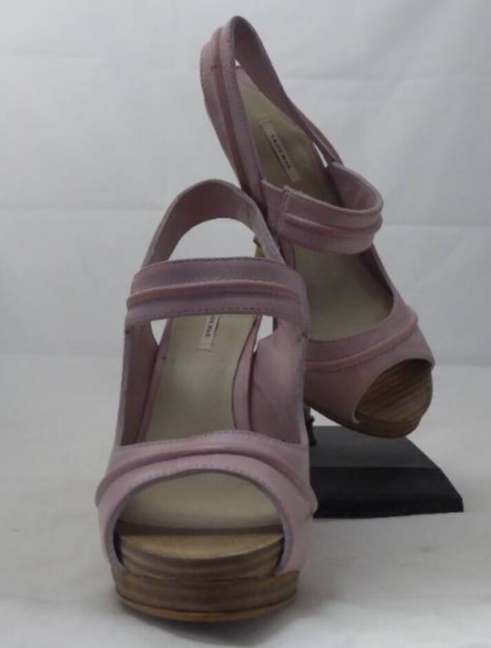 Leon Max Pink Leather Open-toe High Heels