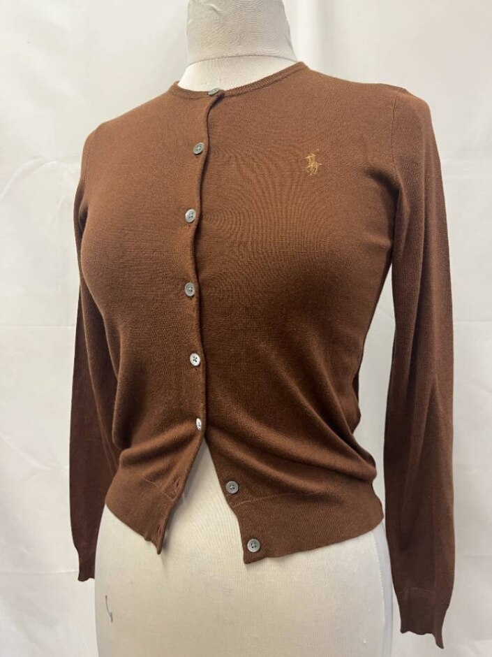 Ralph Lauren Super Soft Crew Neck Cardigan Brown Size: Xs