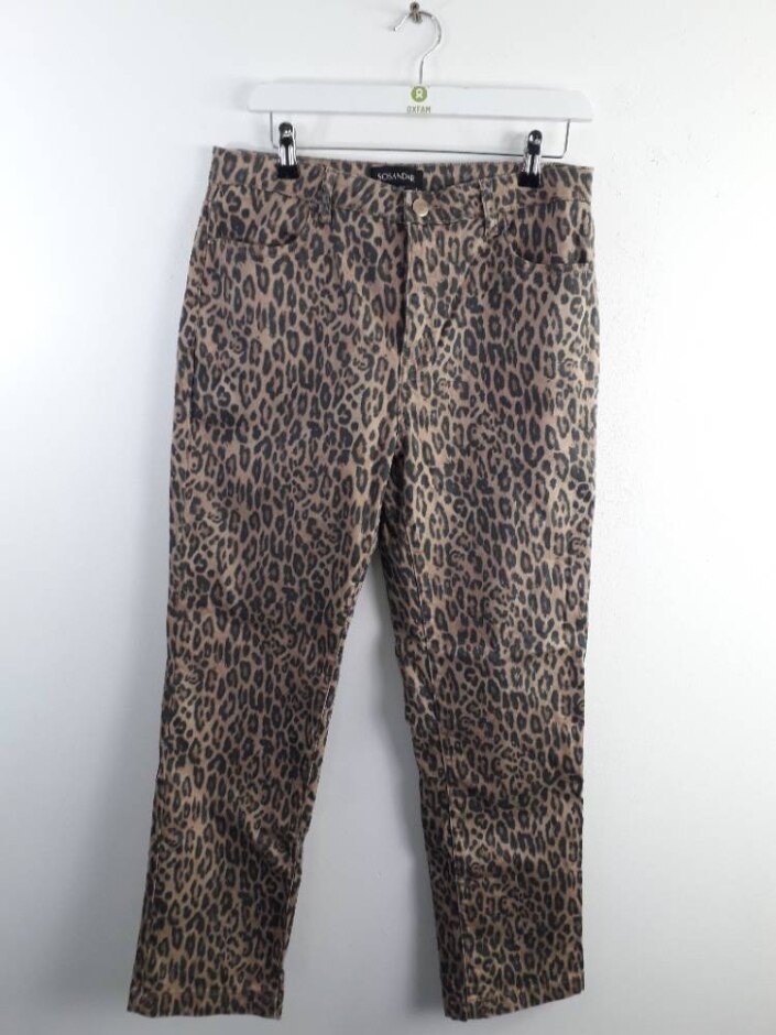 Sosandar Animal Print Trousers Brown Black Size: 12