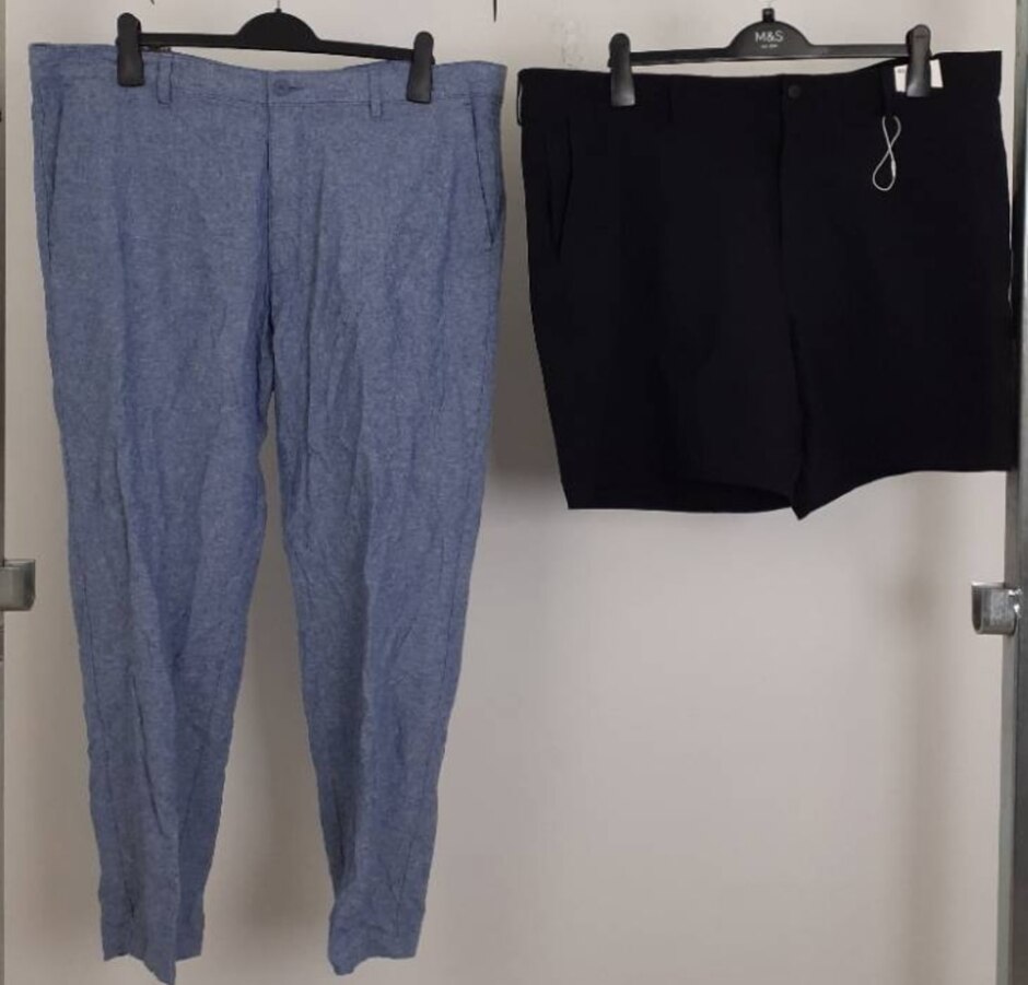 M&s Men's New Shorts & Linen Trousers 2xbundle Black/blue Size: 44