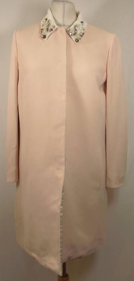 Miu Miu Jewelled Collar Long Jacket Cream Size: 14