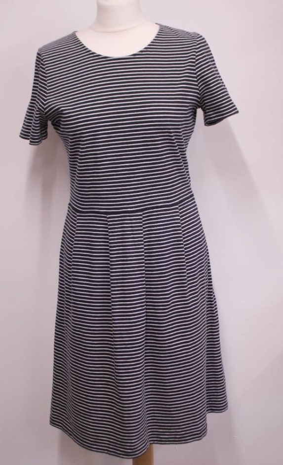 Hobbs Stripy Jersey Dress Blue & White Size: 12