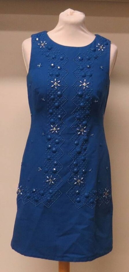 Monsoon Sleeveless Dress Blue Size: 8