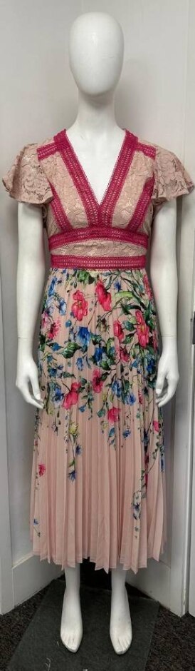 Coast  Floral Lace Top Pleated Skirt  Pink Size: 8