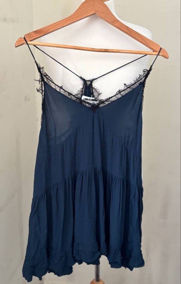 Iro Women Mini Dress 100% Viscose Dark Blue Size: S