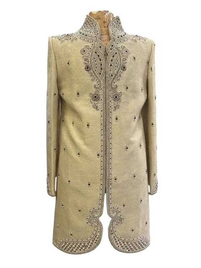 Unbranded Wedding Sherwani Champagne Gold Size: L