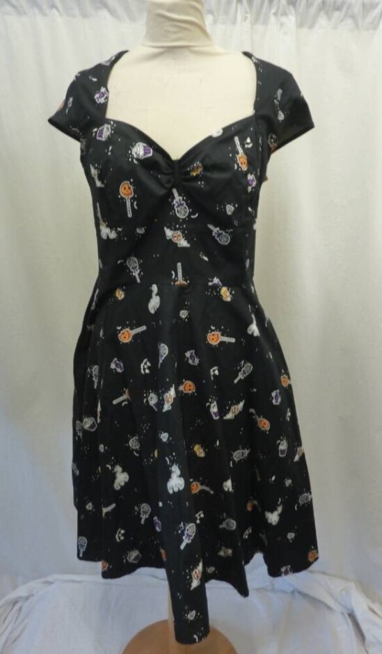 Hell Bunny  Trick Or Treat Midi Dress Black Size: 14