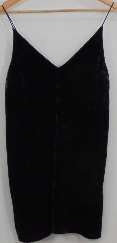 Zara Trf Velvet Slip Dress Black Size: S