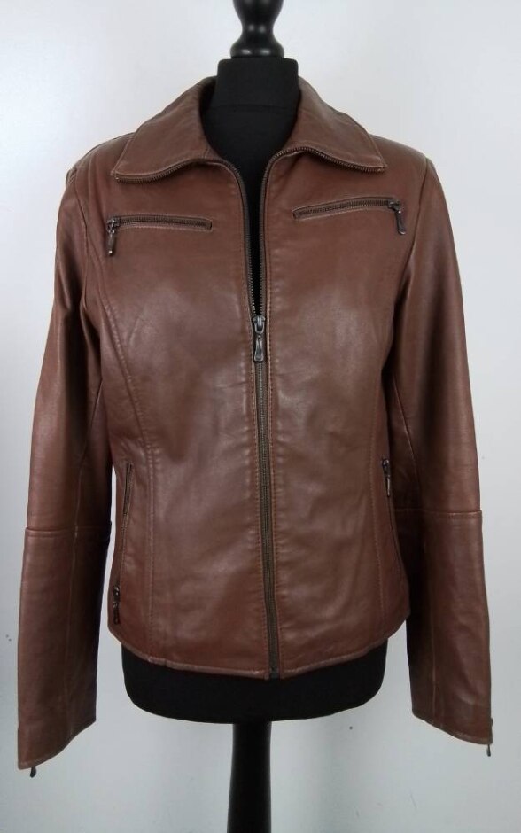 Yessica Real Lamb Nappa Leather Jacket Brown Size: M