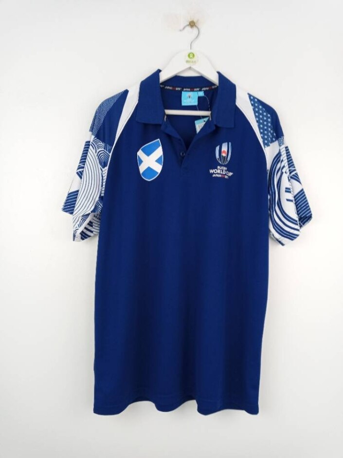 Rugby World Cup Japan 2019 Scotland Polos Shirt Blue Size: Xxl