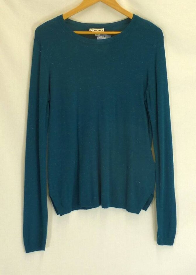 Whistles Lightweight Sparkly Jumper Green Size: 14