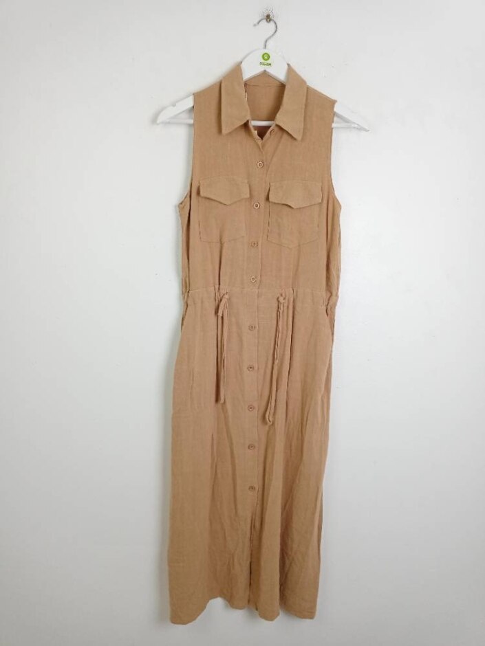 Byitself Sleeveless Shirt Dress Beige Size: M