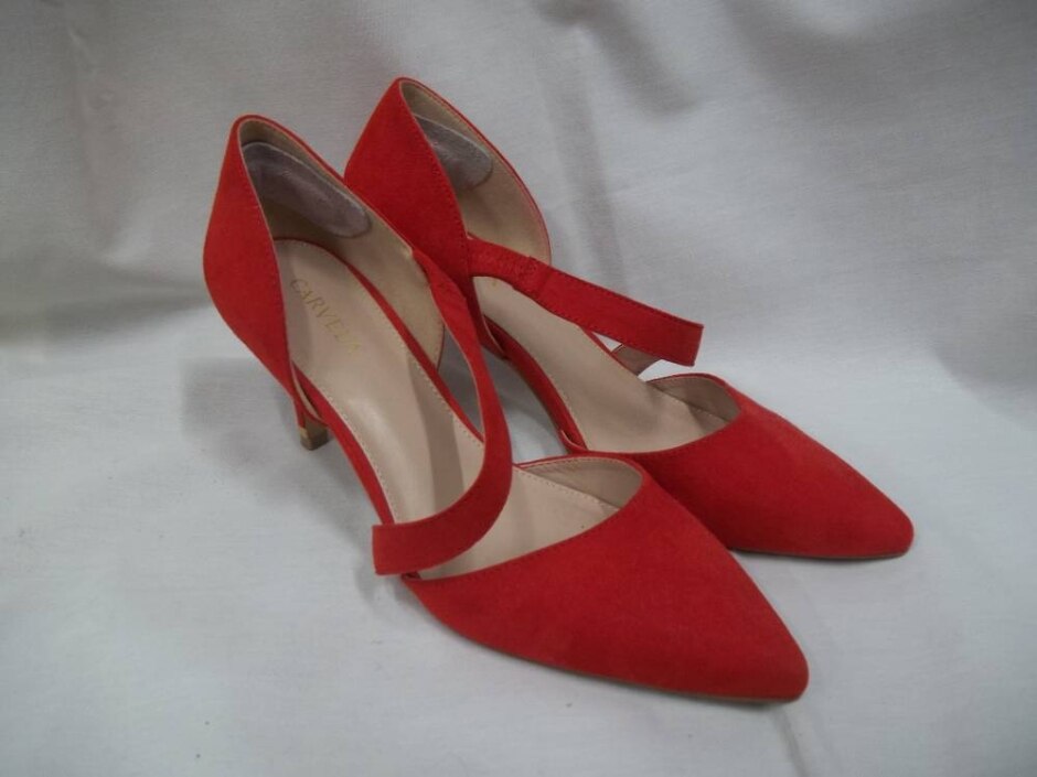 Carvela Red Suede Heeled Shoes Eur 38 (uk Size 5)
