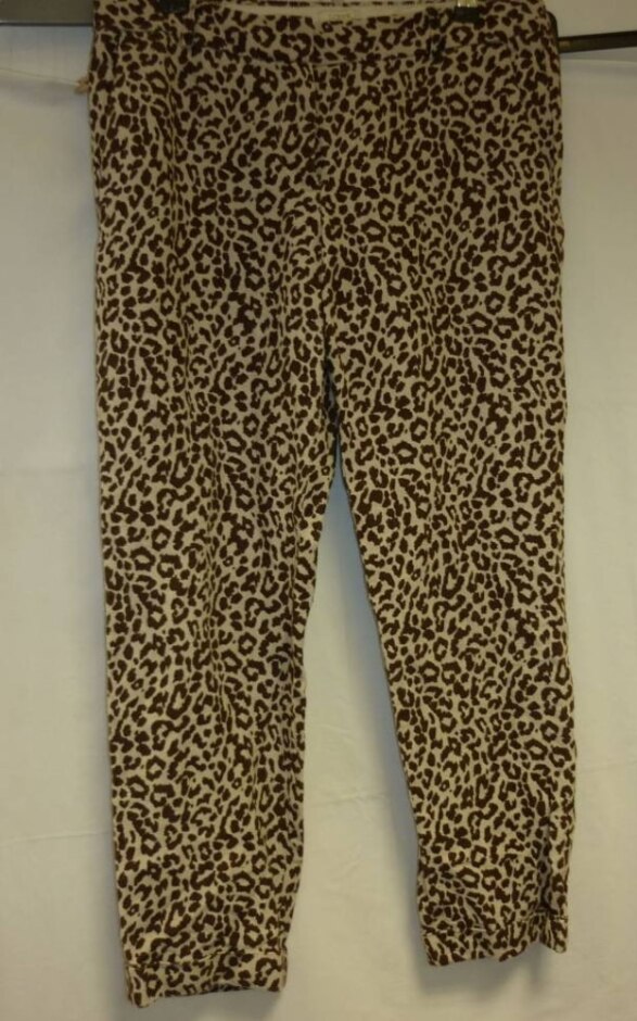 J Crew Linen Cafe Capri Trousers  Leopard Print Size: S