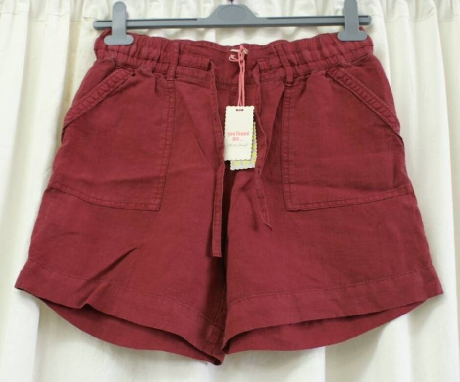 White Stuff 100% Linen Shorts Red Size: 8
