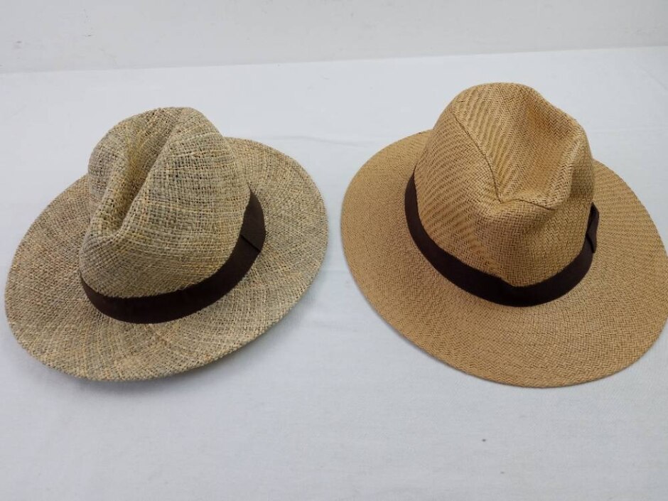 M&s 2pcs Hat Bundle Size Xl 59-62cm Natural Straw Fedora Hats