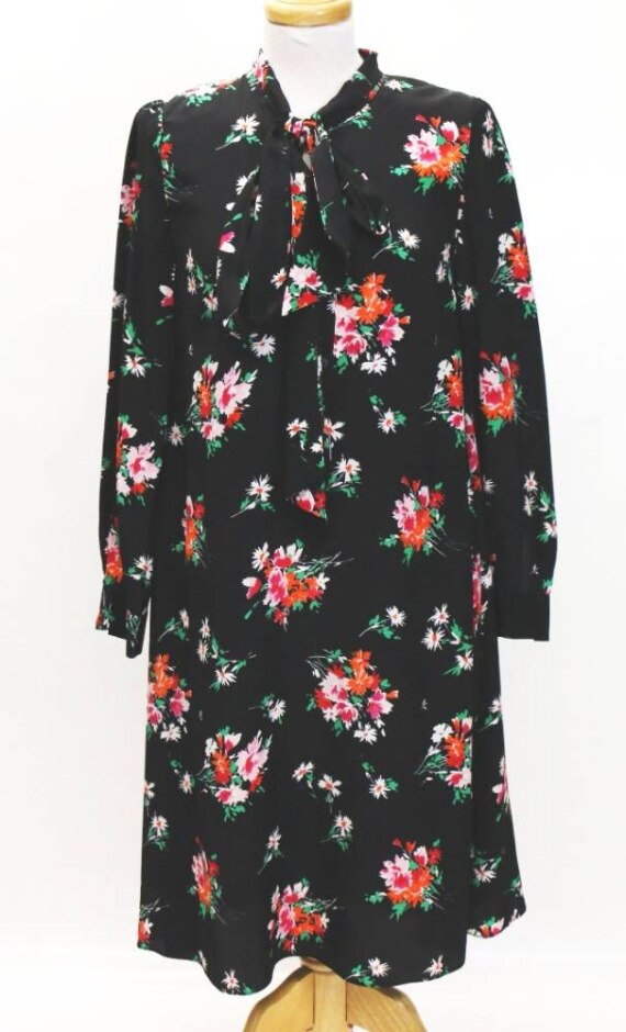 L. K. Bennett As New Lotte Floral Silk Dress Black Size: 10