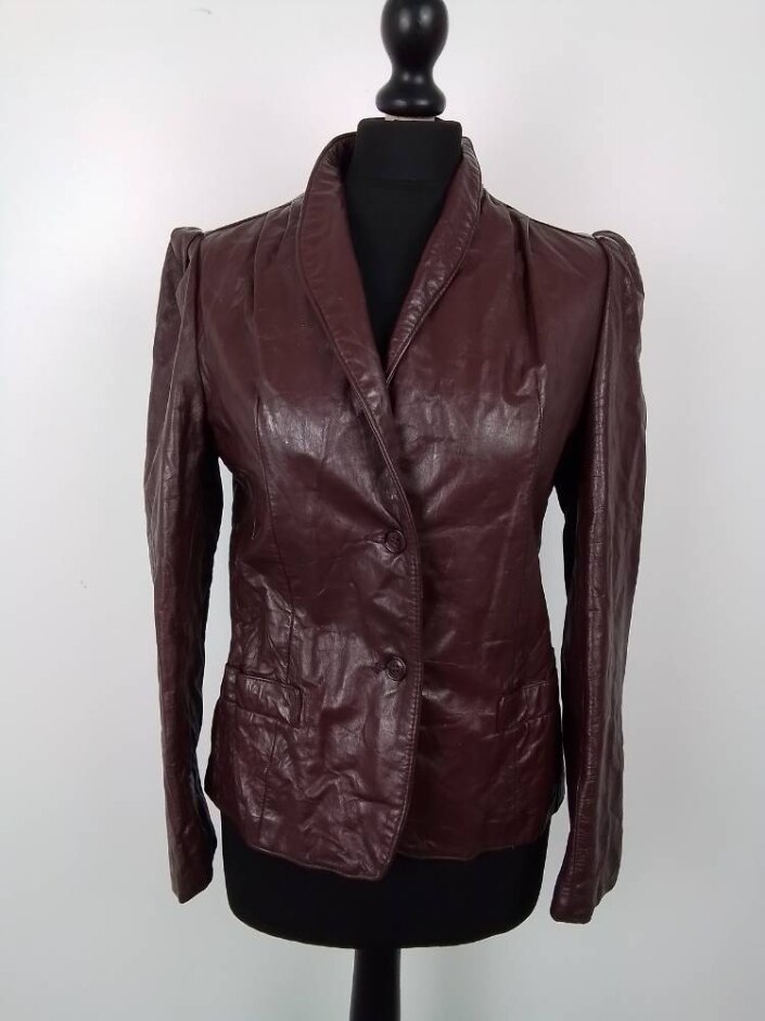 Vintage Northside Women's 80's Leather Jacket Burgundy Size: S