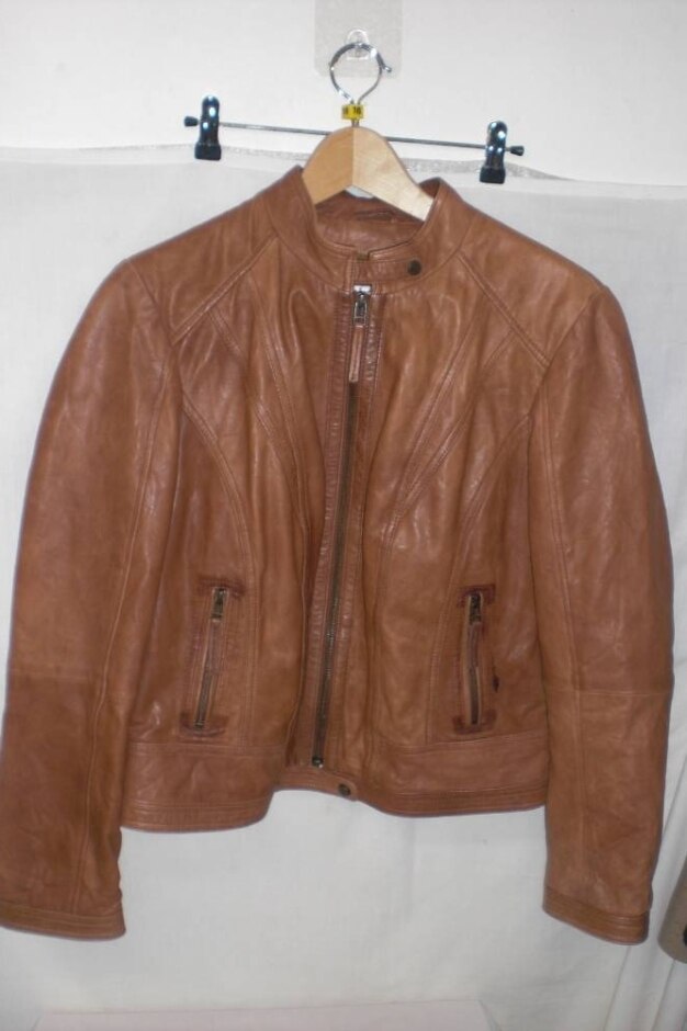 Rocha John Rocha Ladies Leather Jacket Tan Size: 16