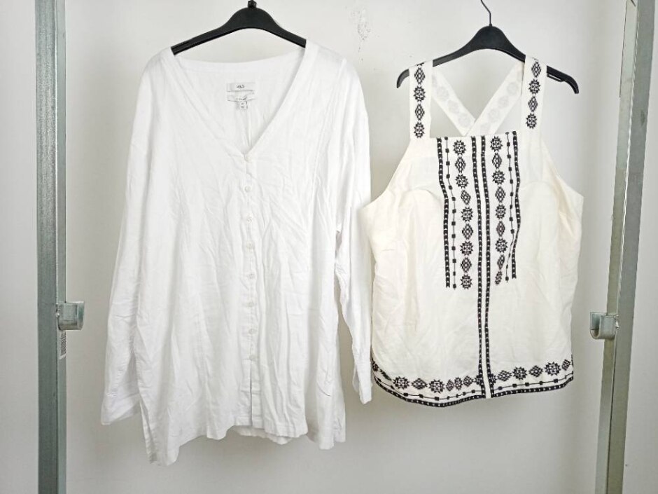 M&s Bundle X2 Linen Rich Tops White & Ivory Size: 20