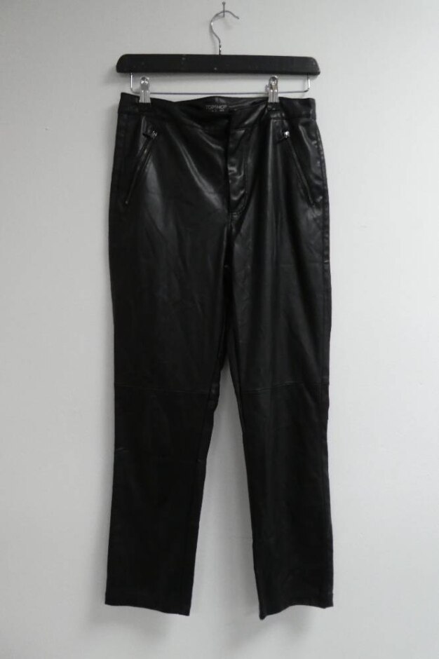 Topshop Faux Leather Trousers Black Size: 10
