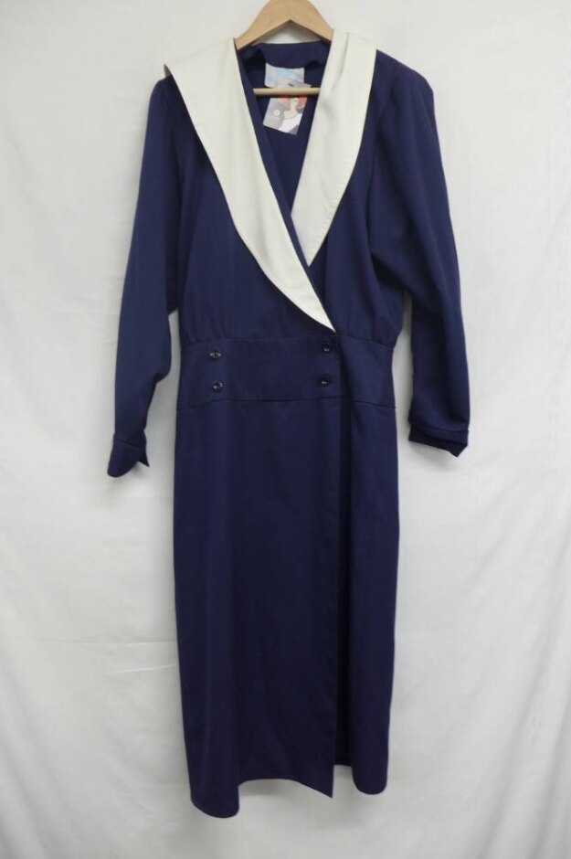Wallis Exclusive Vintage Shirt Style Dress Navy & White Size: 10