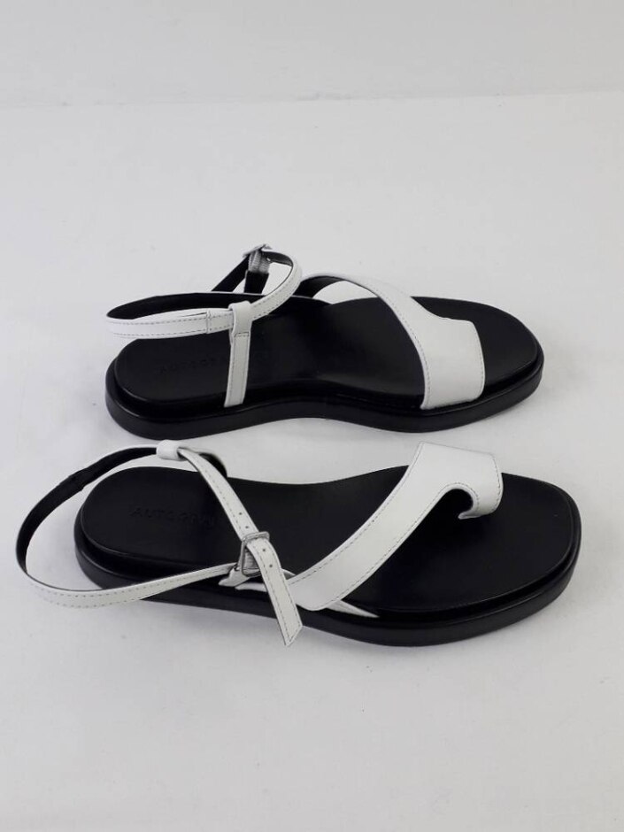 Autograph Nwot Women's Leather Buckle Strappy Sandals Colour: Black And White Size: Uk 4