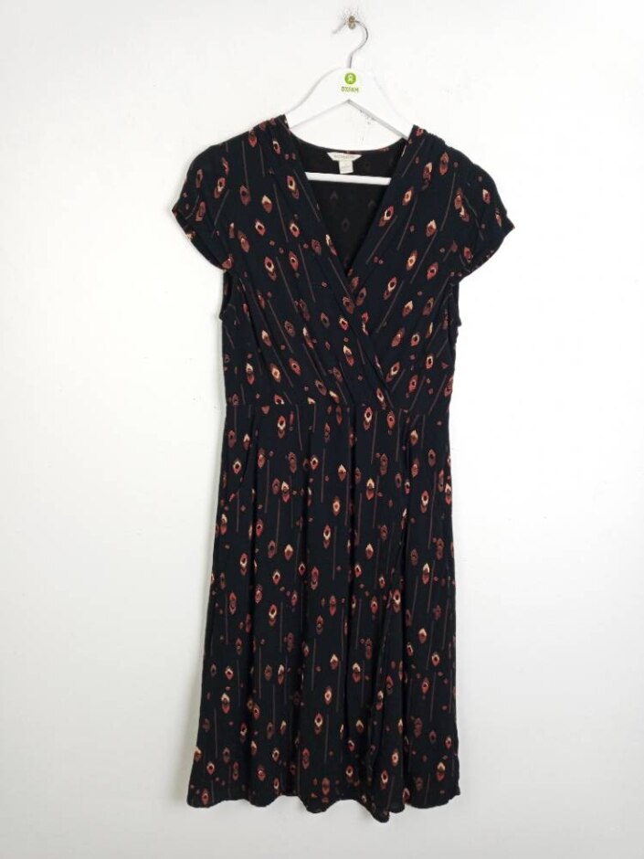 Monsoon Sleeveless Wrap Dress Black Red Size: 10